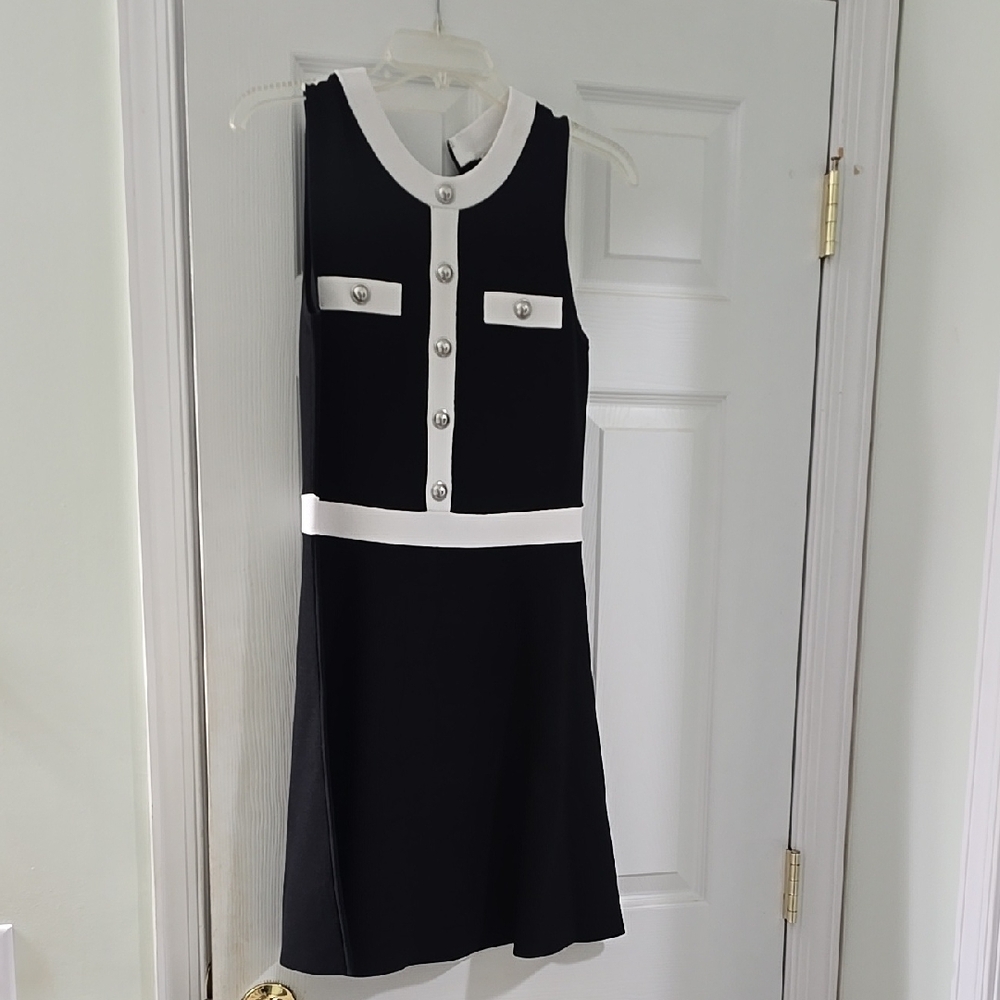 Michael Kors Black and White Sleeveless Dress